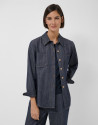 Men's style blue quilted denim shirt - Mujer | Roberto Verino