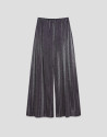 Purple metallic lurex knit wide fluid pants | Roberto Verino