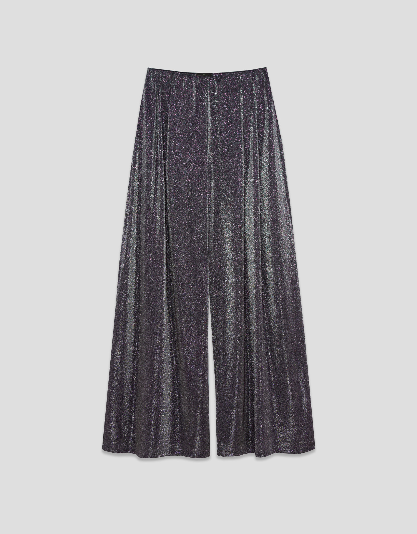 Purple metallic lurex knit wide fluid pants | Roberto Verino