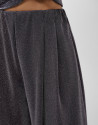 Purple metallic lurex knit wide fluid pants | Roberto Verino