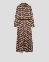 Geometric print shirt dress in brown tones | Roberto Verino