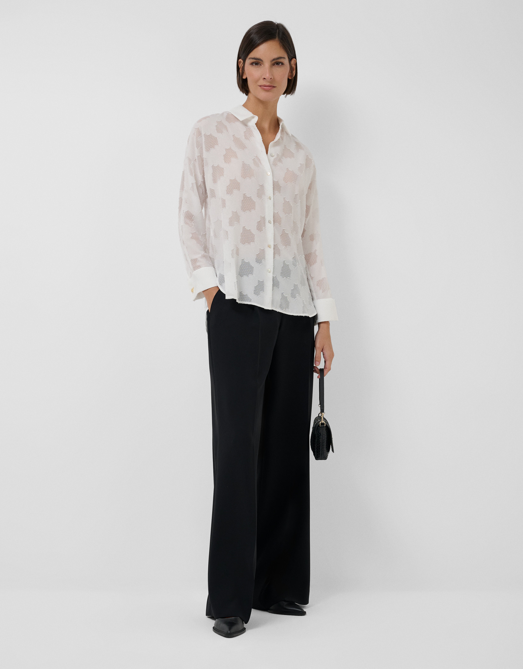 Blusón oversize devoré floral blanco - Mujer | Roberto Verino