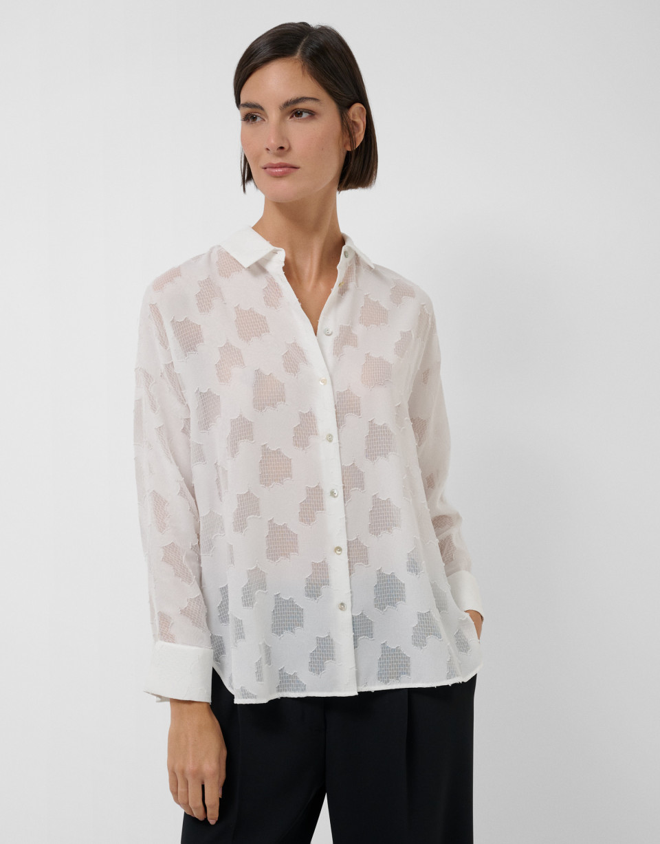 Blusón oversize devoré floral blanco - Mujer | Roberto Verino
