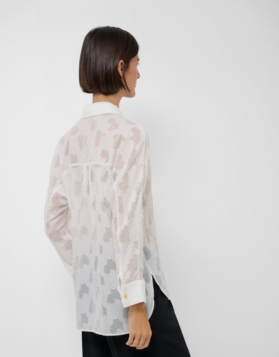 Blusón oversize devoré floral blanco - Mujer | Roberto Verino