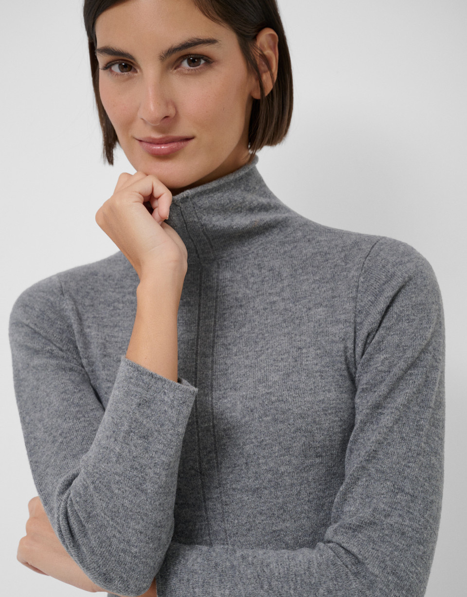 Vestido midi manga larga punto gris - Mujer | Roberto Verino