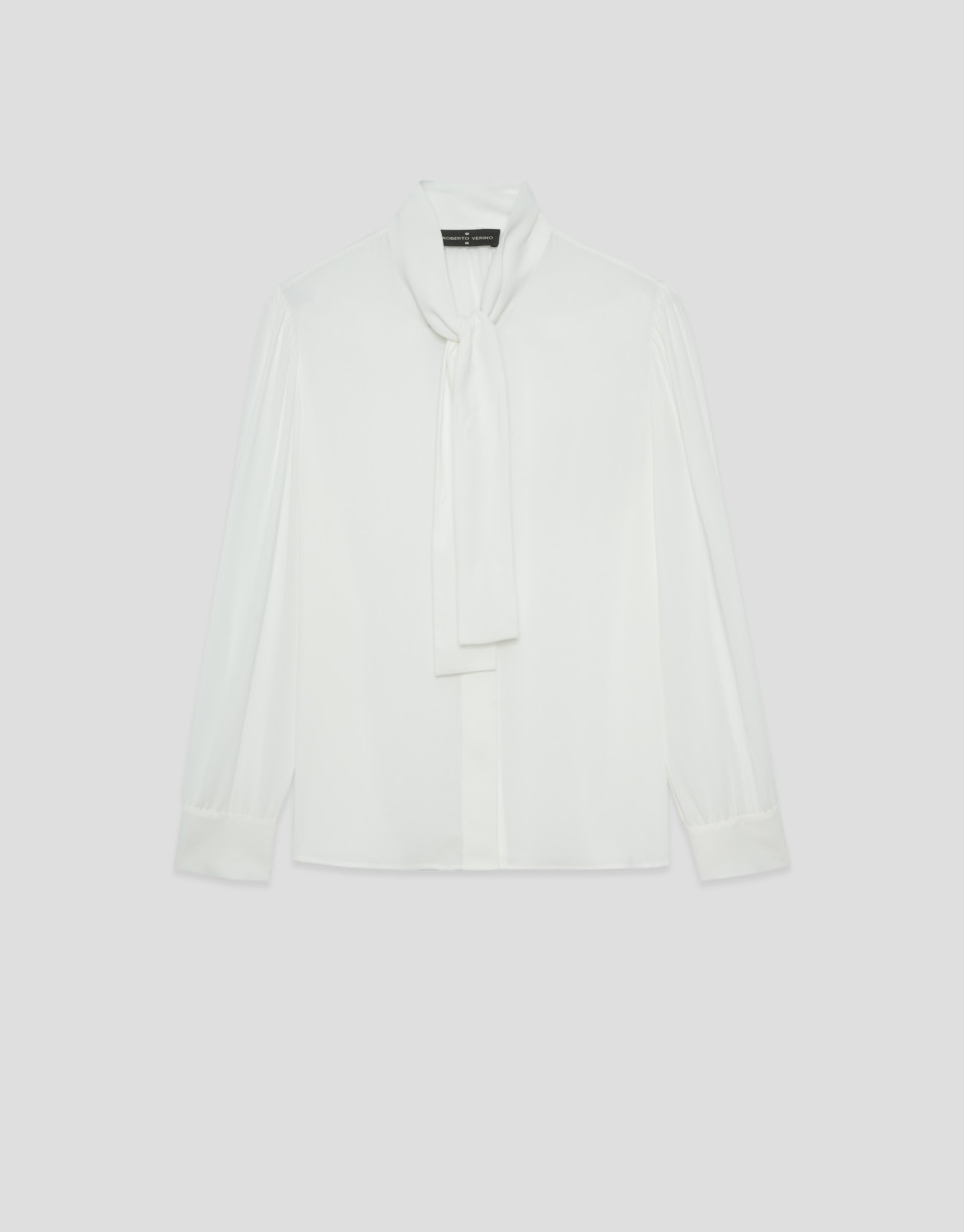 Blusa manga larga con lazada blanco roto | Roberto Verino