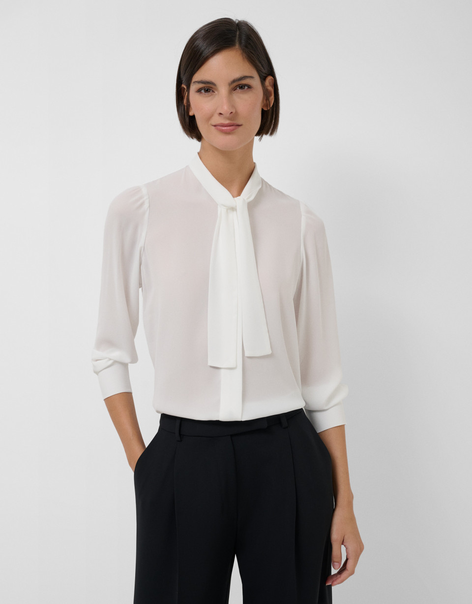 Long sleeve blouse with off-white bow - Mujer | Roberto Verino