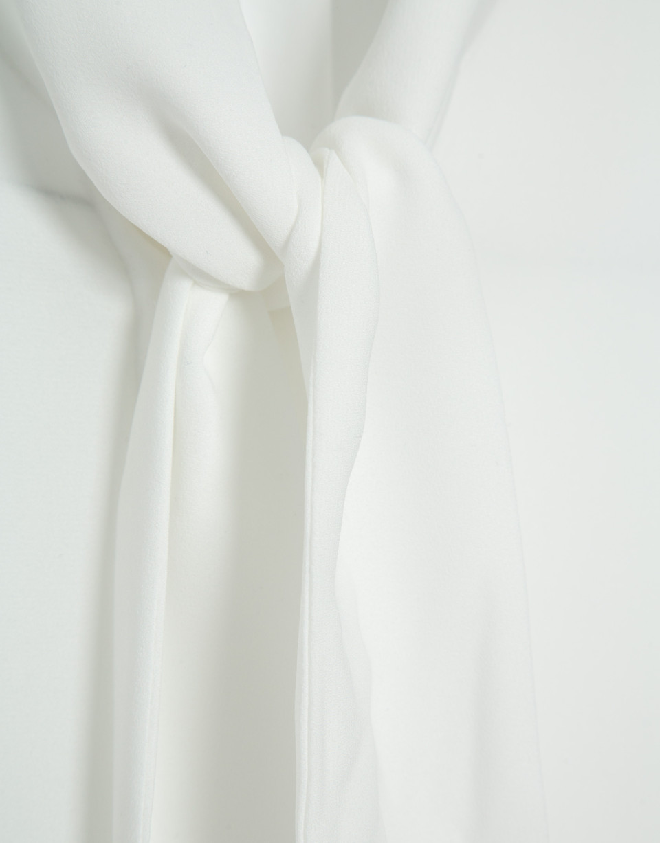 Long sleeve blouse with off-white bow - Mujer | Roberto Verino