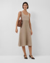 Vestido midi sin mangas punto entallado beige | Roberto Verino