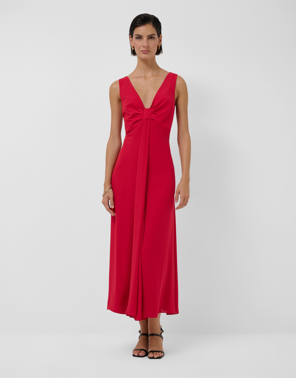 Vestido largo corte imperio rojo - Mujer | Roberto Verino