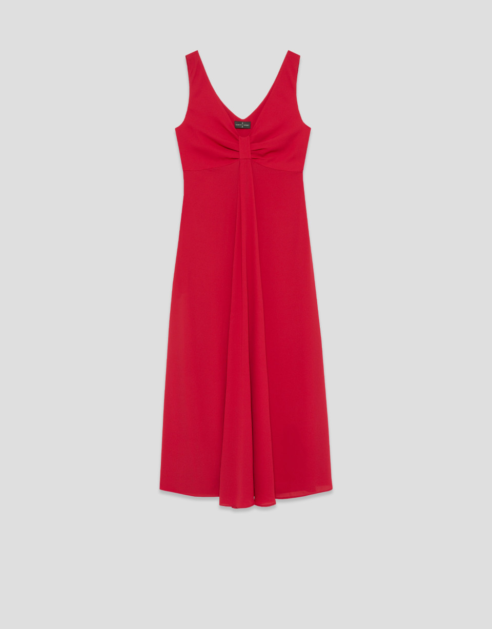Long red empire cut dress - Mujer - AW2026 | Roberto Verino