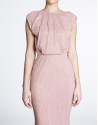 Shiny pink long party dress 