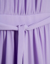 Vestido midi sin mangas frunces y volantes lila | Roberto Verino