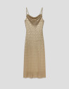 Vestido lencero midi lentejuelas oro mate | Roberto Verino