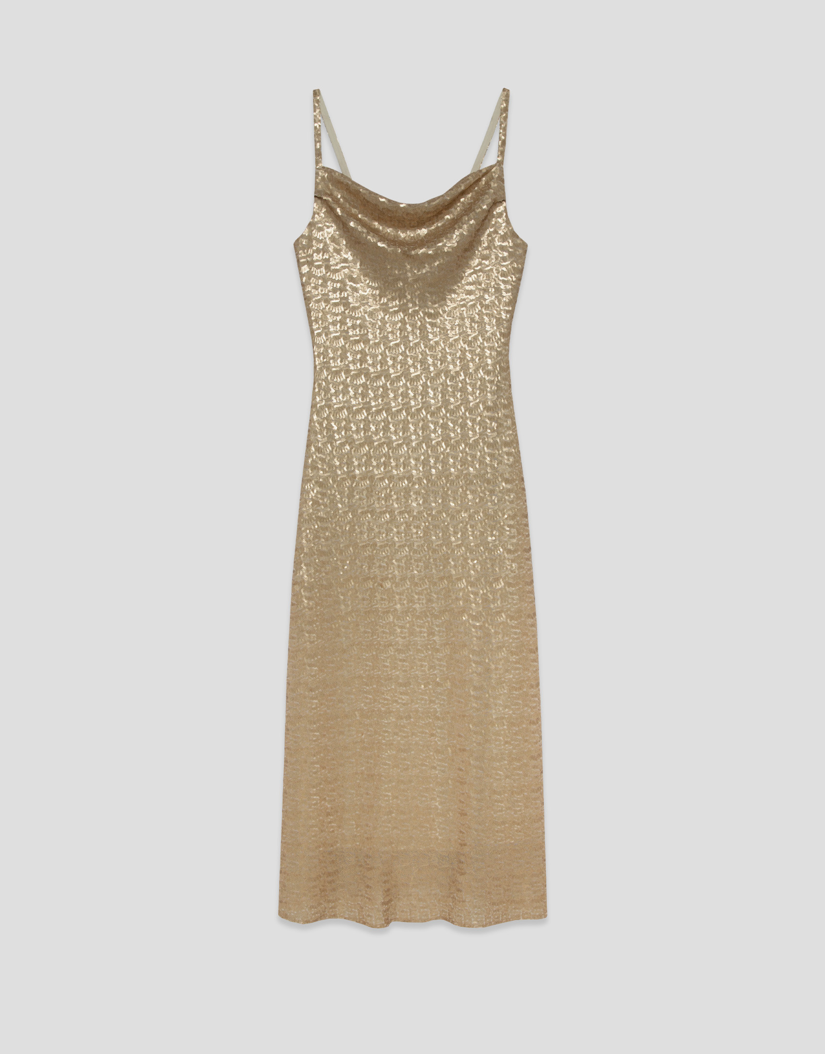 Vestido lencero midi lentejuelas oro mate | Roberto Verino