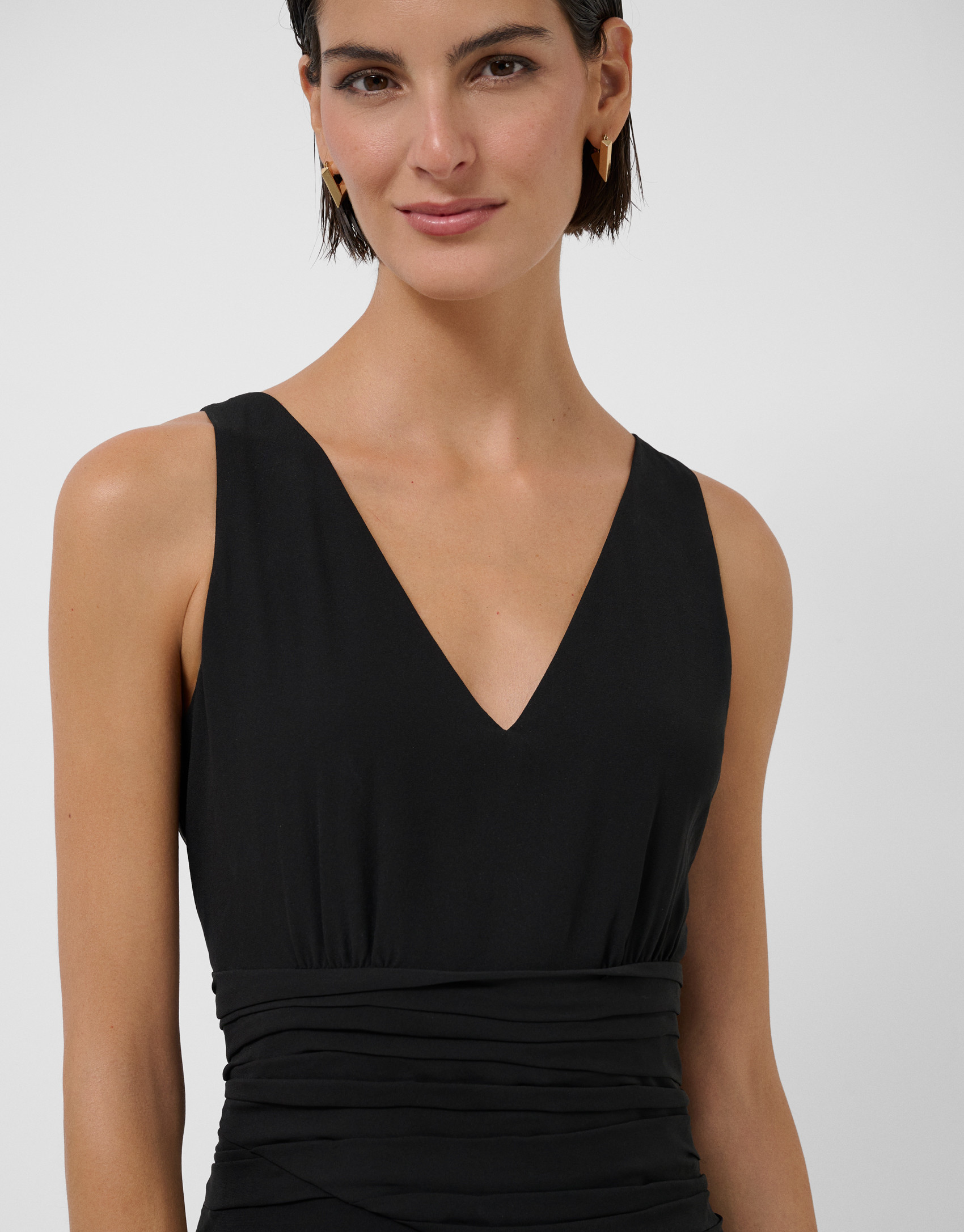 Vestido midi drapeado en cintura gasa crepé ... | Roberto Verino