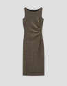 Vestido midi drapeado cintura en punto ... | Roberto Verino