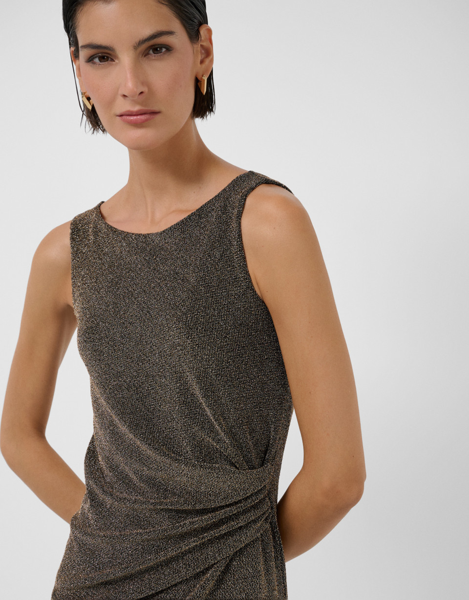 Vestido midi drapeado cintura en punto ... | Roberto Verino