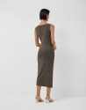 Draped waist midi dress in gold metallic knit | Roberto Verino