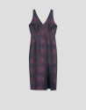Vestido sin mangas azul noche con jacquard ... | Roberto Verino