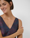 Vestido sin mangas azul noche con jacquard ... | Roberto Verino