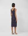 Midnight blue sleeveless dress with burgundy ... | Roberto Verino