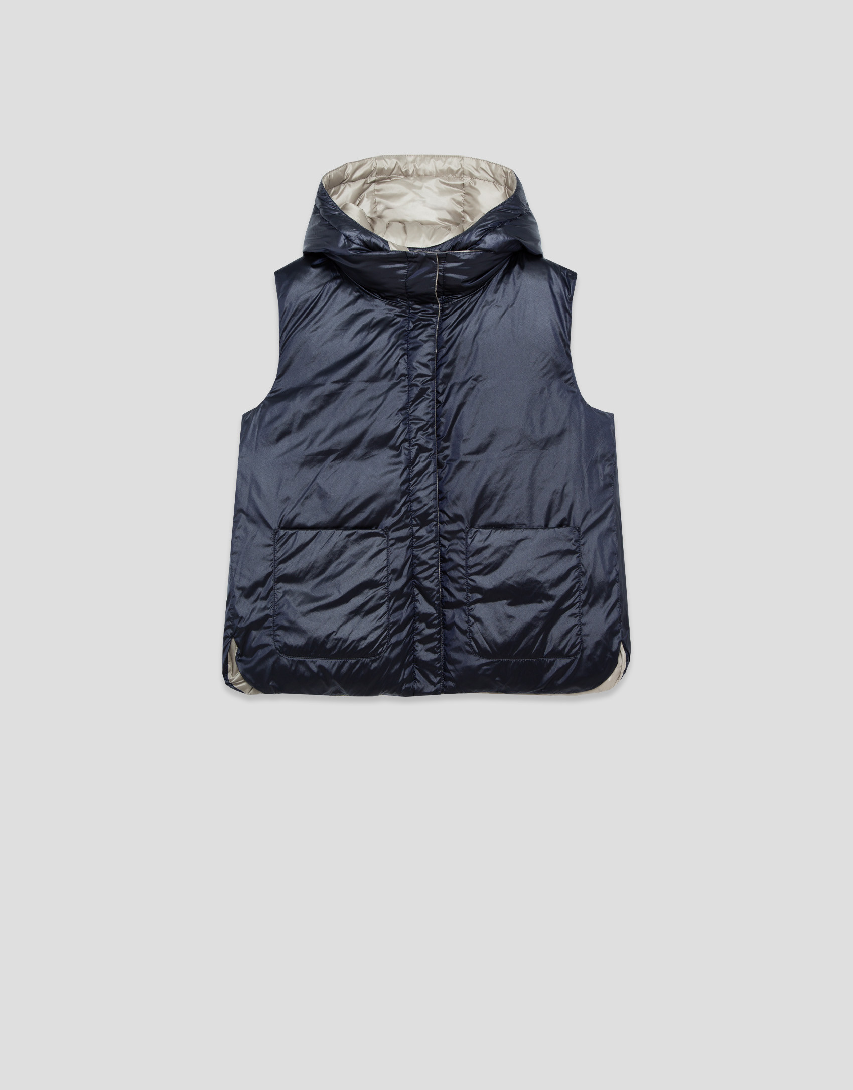 Beige/navy reversible quilted vest - Mujer | Roberto Verino