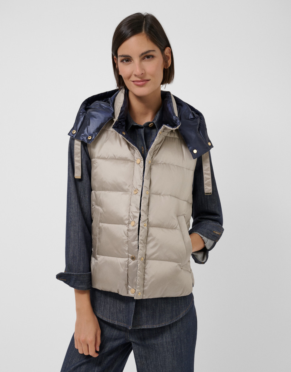 Beige/navy reversible quilted vest - Mujer | Roberto Verino