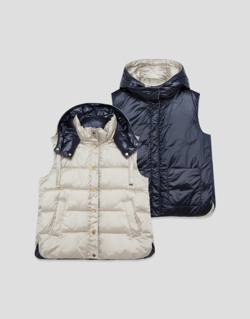 Beige/navy reversible quilted vest - Mujer | Roberto Verino