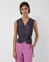 Navy blue double-breasted vest with burgundy ... | Roberto Verino