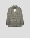 Brown Welsh check wool and gold lurex ... | Roberto Verino