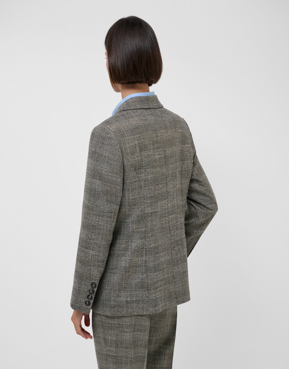 Brown Welsh check wool and gold lurex ... | Roberto Verino