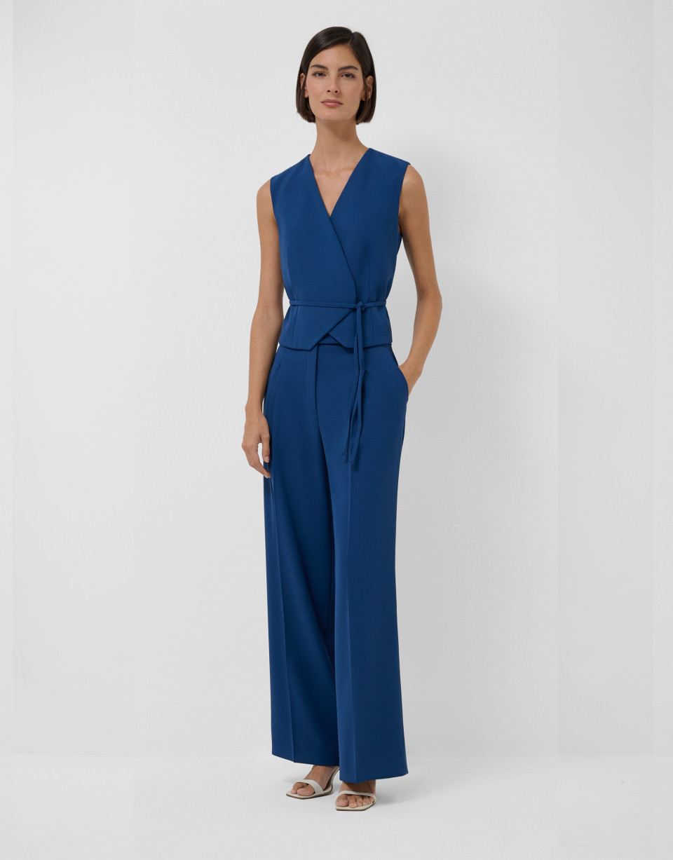 Navy blue crepe double-breasted vest - Mujer | Roberto Verino