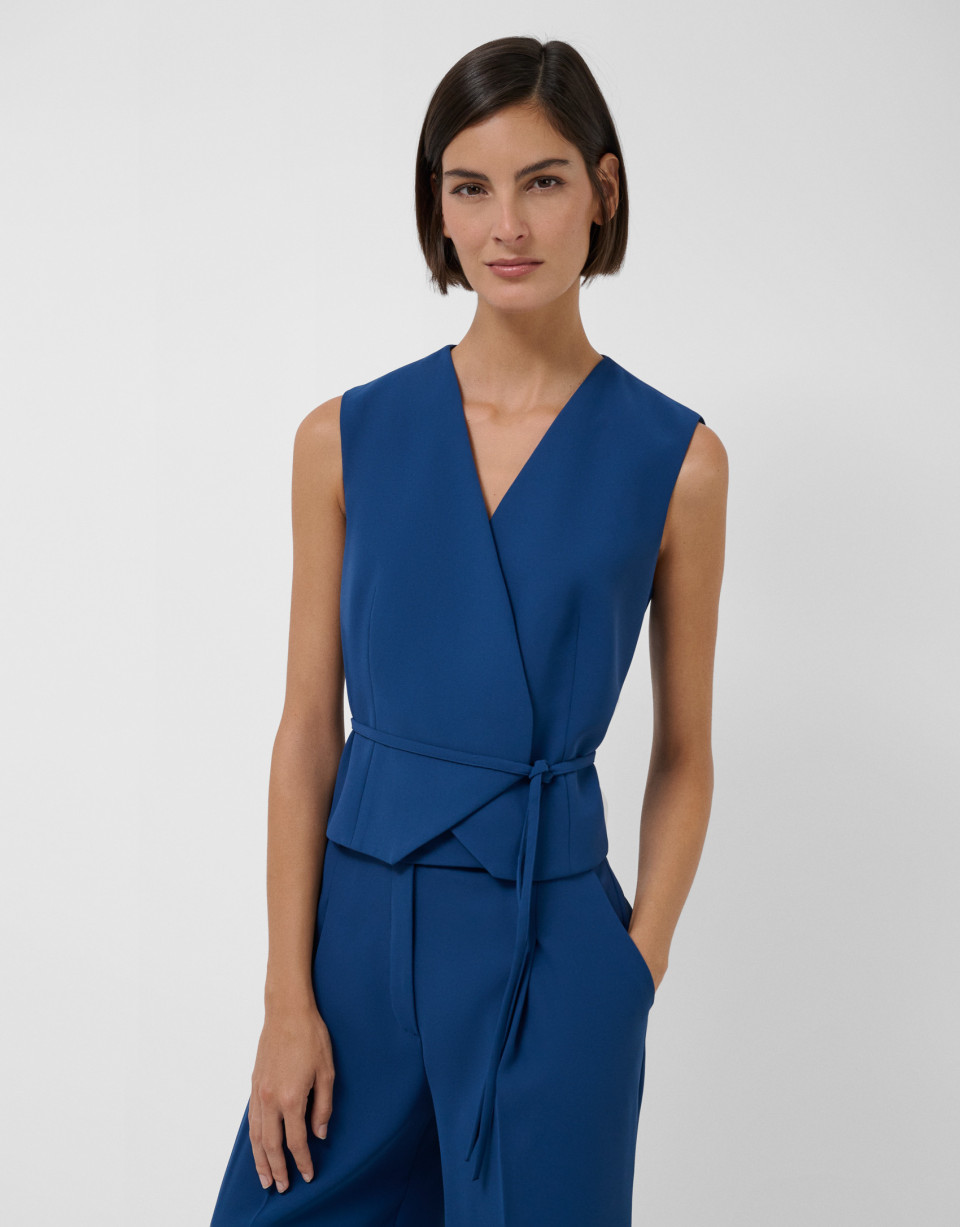 Navy blue crepe double-breasted vest - Mujer | Roberto Verino