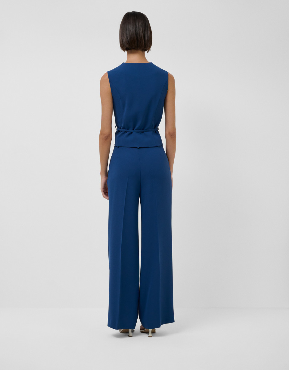 Navy blue crepe double-breasted vest - Mujer | Roberto Verino