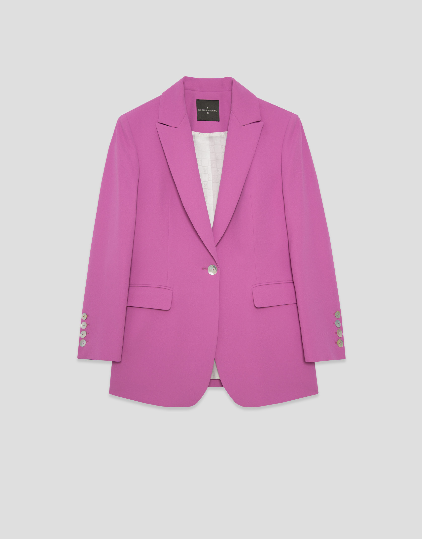 Pink crepe one button blazer - Mujer - AW2026 | Roberto Verino