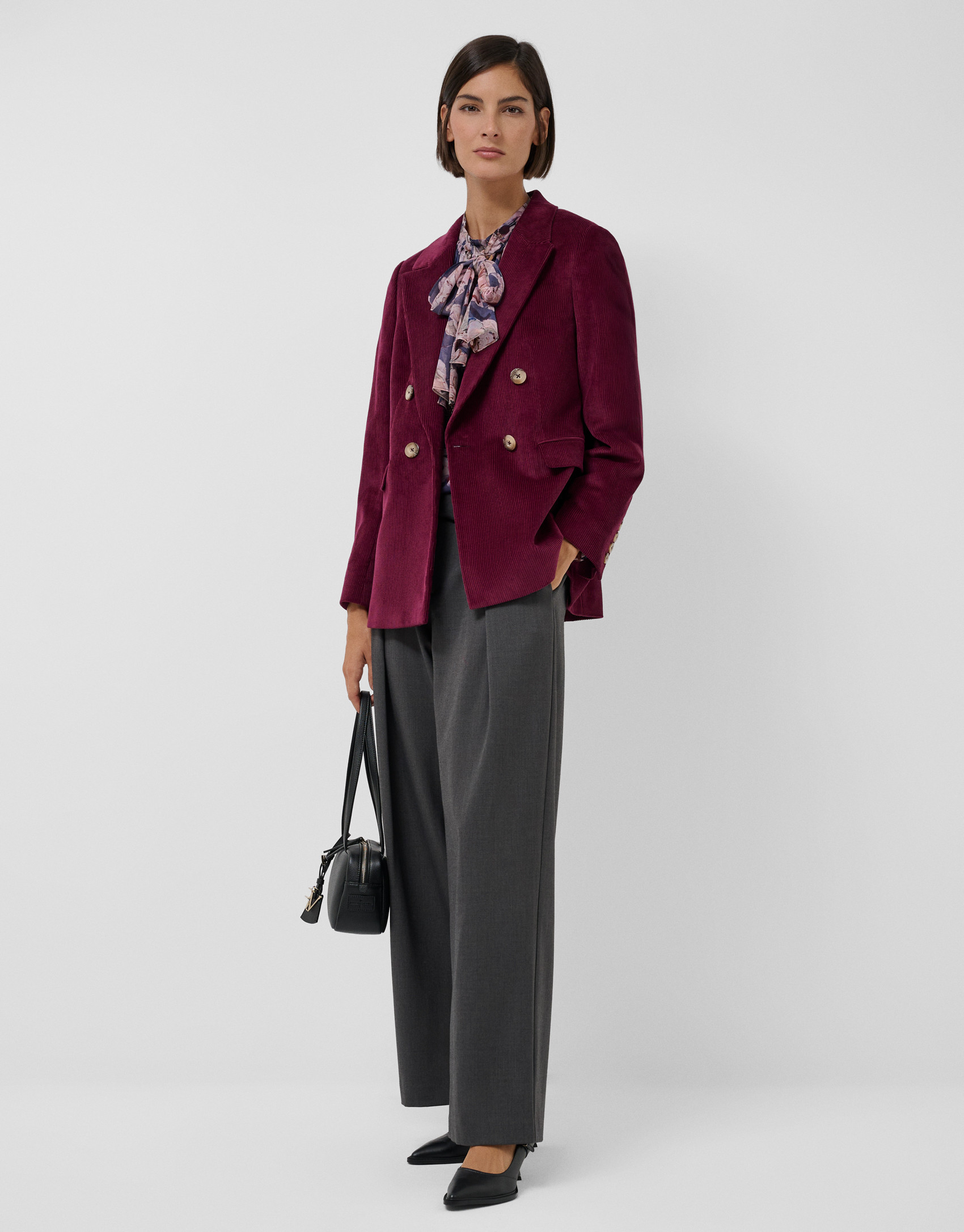 Blazer cruzada pana burdeos - Mujer - OI2026 | Roberto Verino
