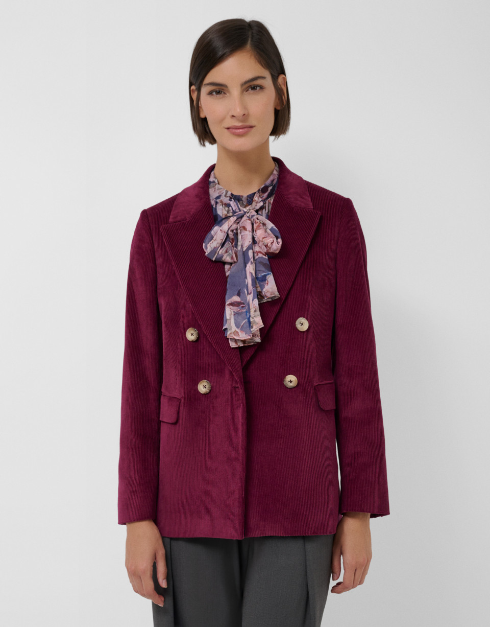 Burgundy corduroy double-breasted blazer | Roberto Verino