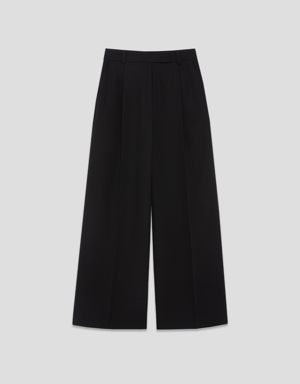 Straight trousers with black crepe darts | Roberto Verino