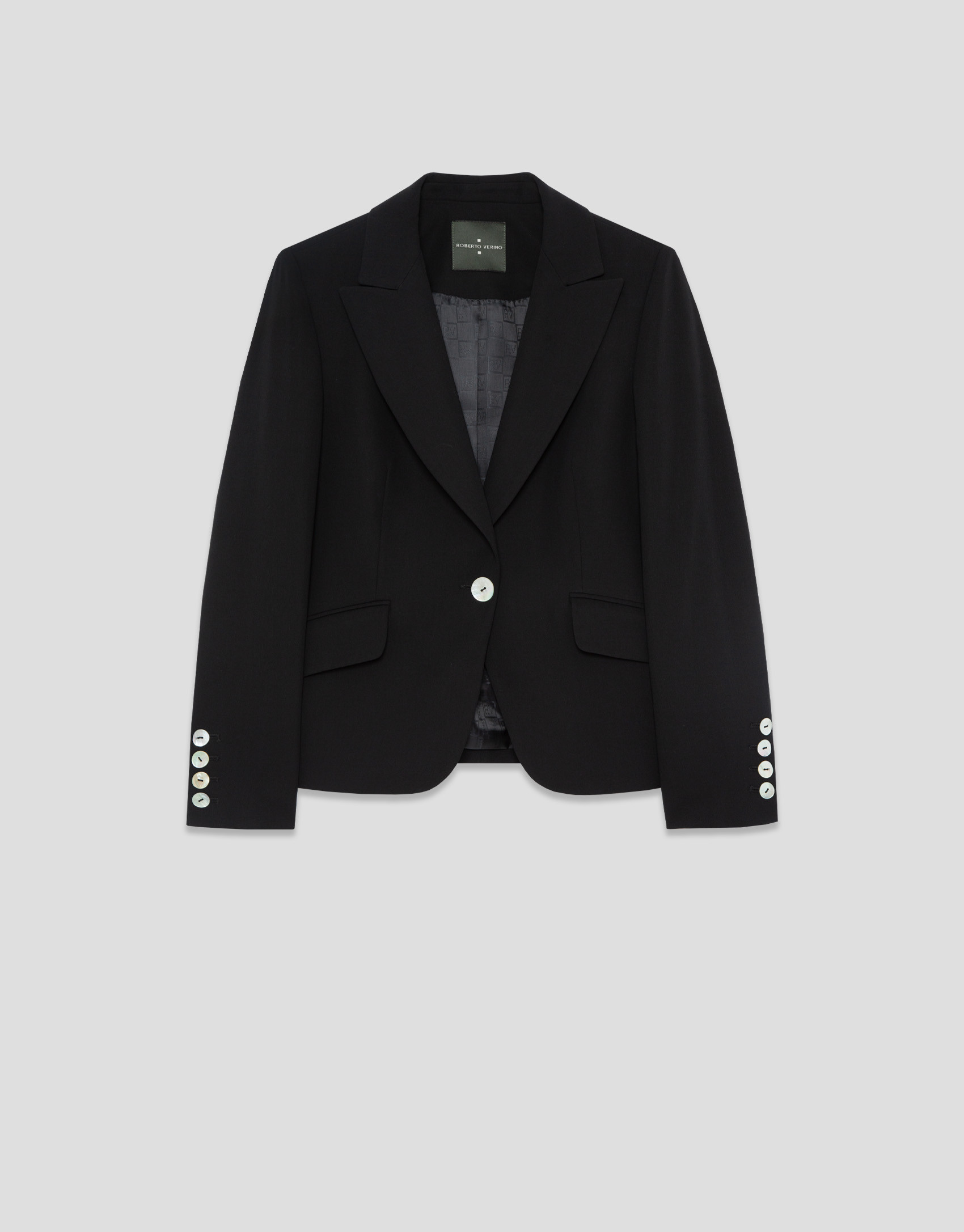 Short black crepe jacket - Mujer - AW2026 | Roberto Verino
