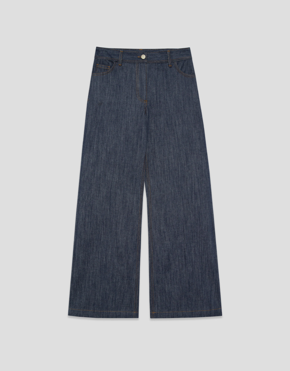 Wide-leg straight trousers with four pockets ... | Roberto Verino