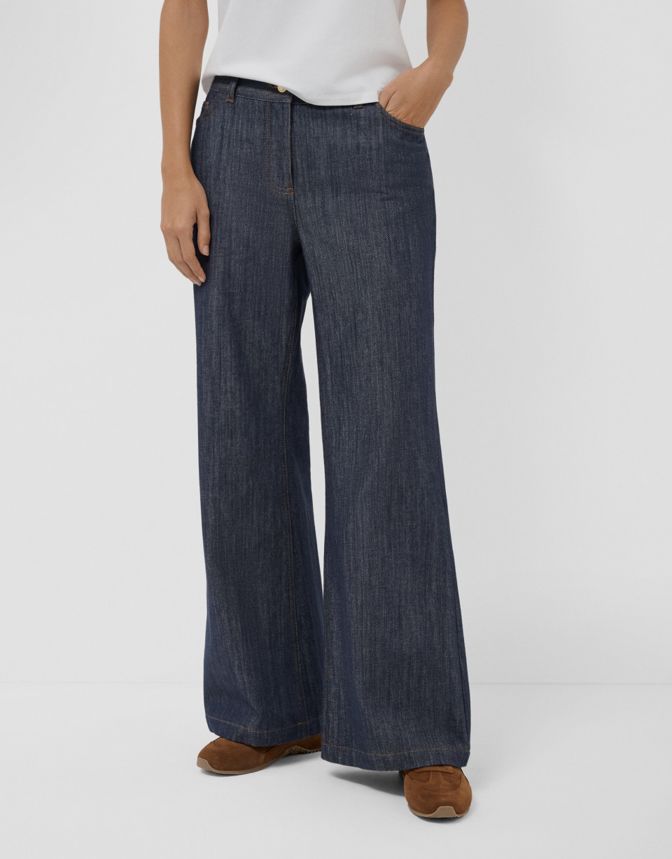Wide-leg straight trousers with four pockets ... | Roberto Verino