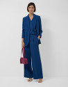 Navy blue crepe one button blazer - Mujer | Roberto Verino