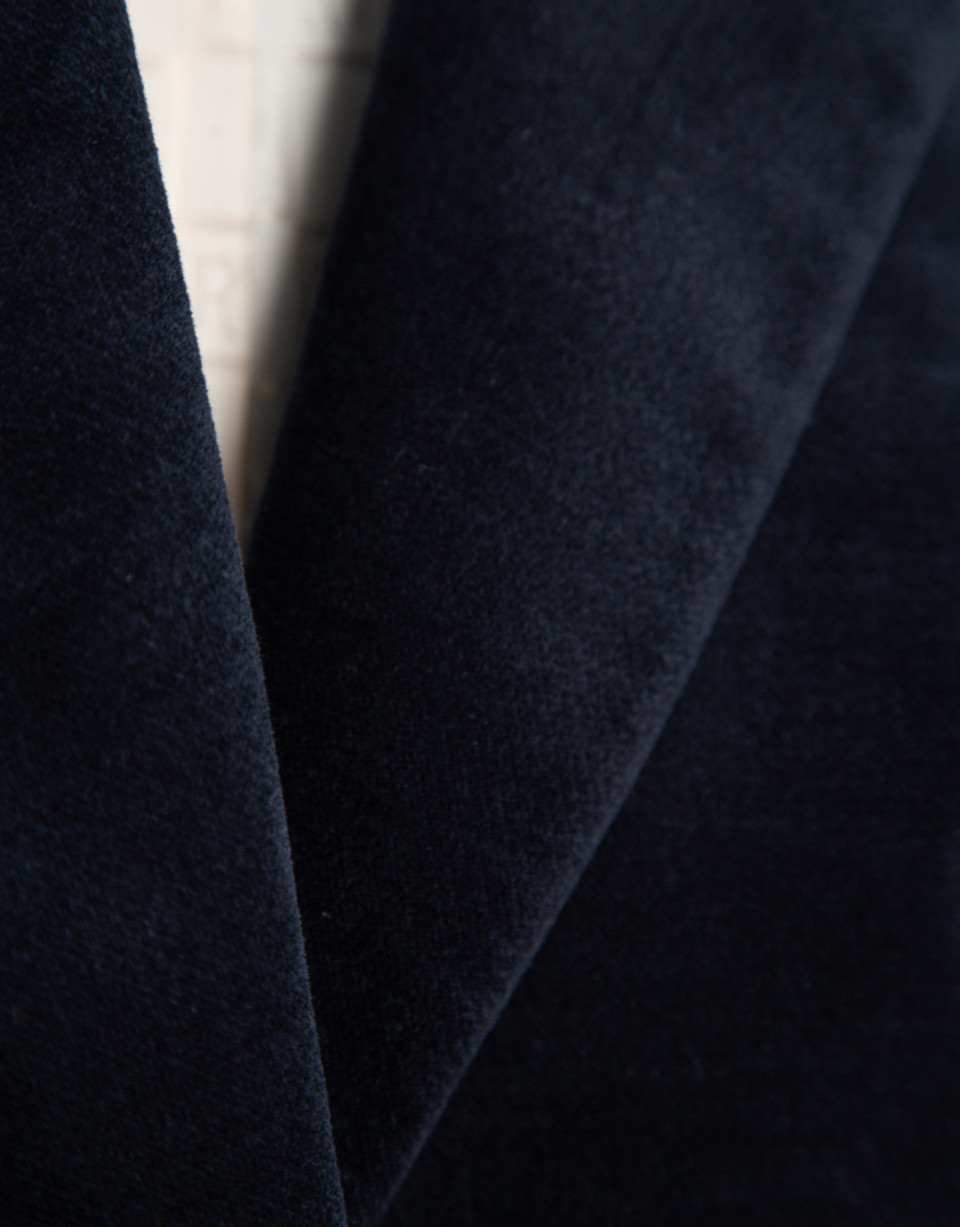 Navy blue velvet one button blazer - Mujer | Roberto Verino