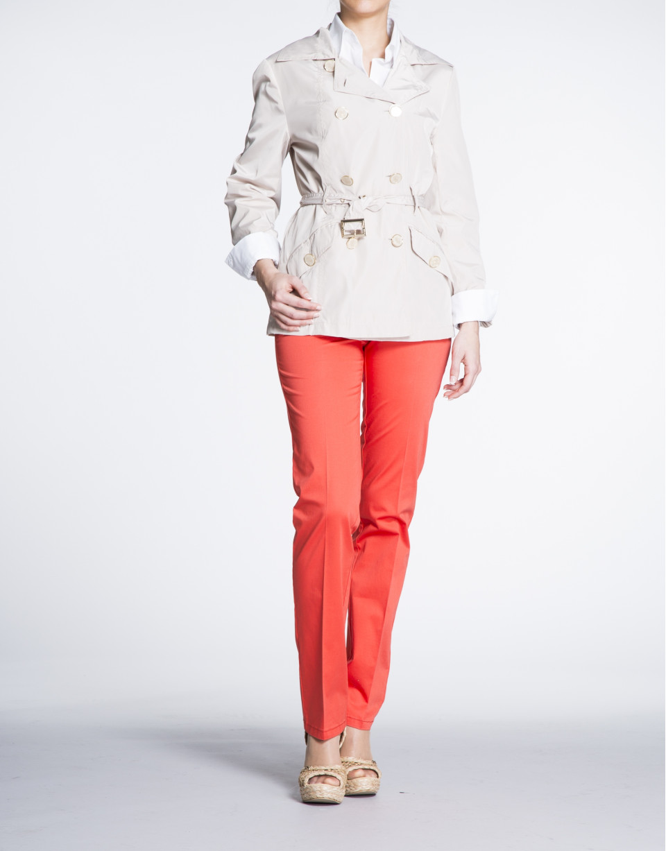Beige gabardine with double row of buttons 