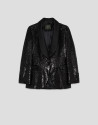 Black tuxedo blazer with flat sequins - Mujer | Roberto Verino