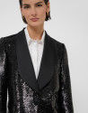 Black tuxedo blazer with flat sequins - Mujer | Roberto Verino