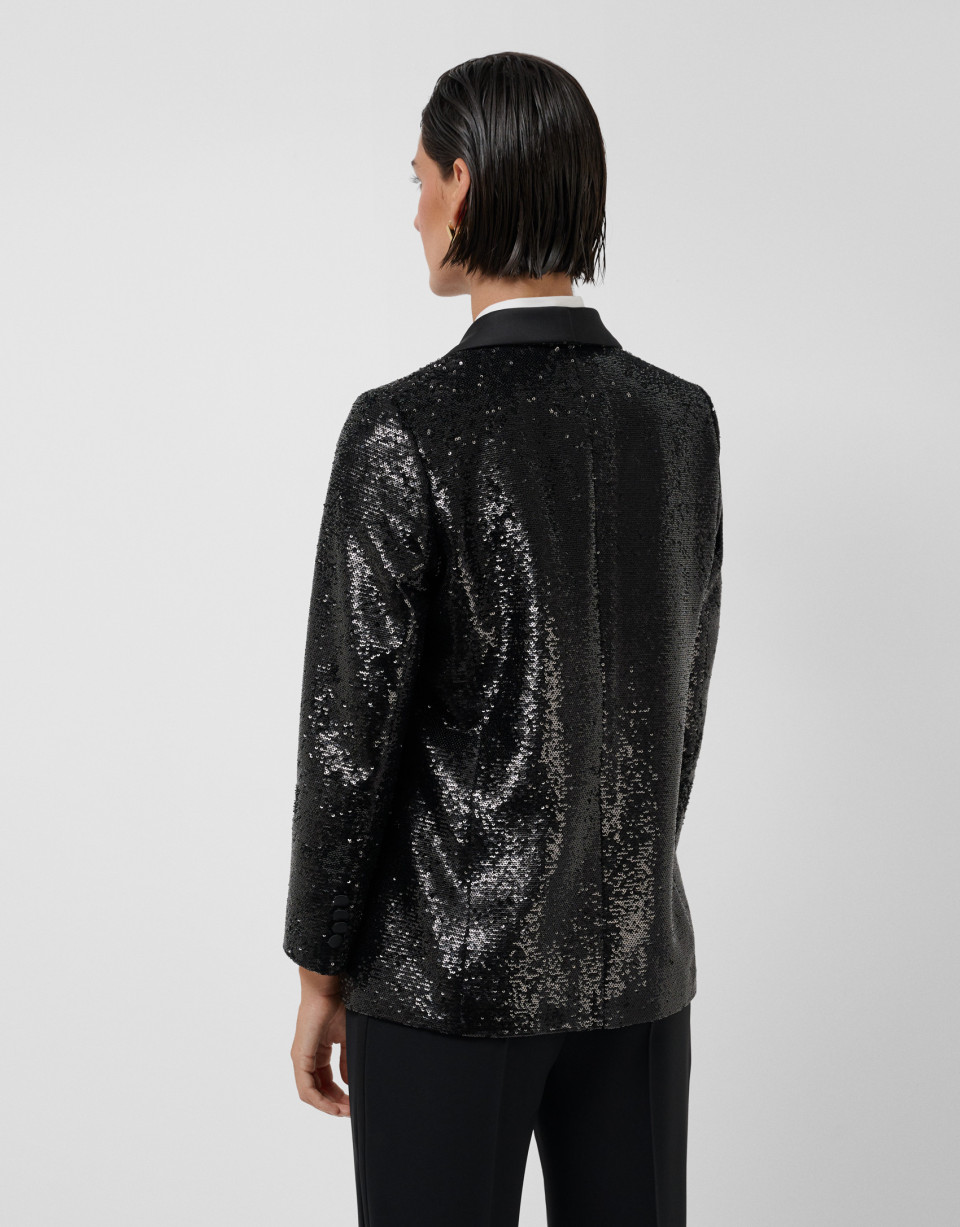 Blazer smoking negra con lentejuelas planas | Roberto Verino