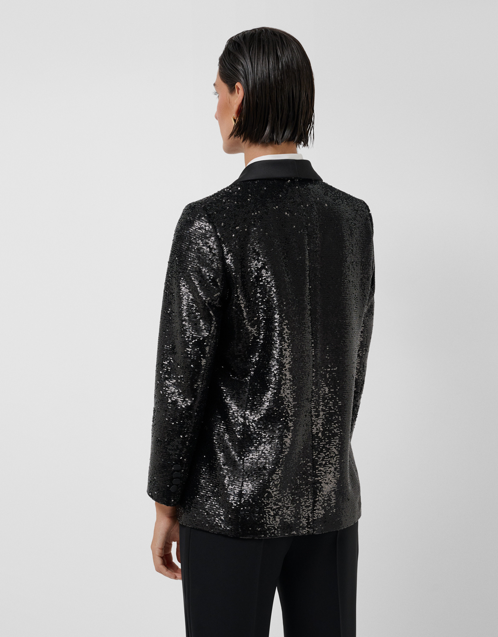 Blazer smoking negra con lentejuelas planas | Roberto Verino