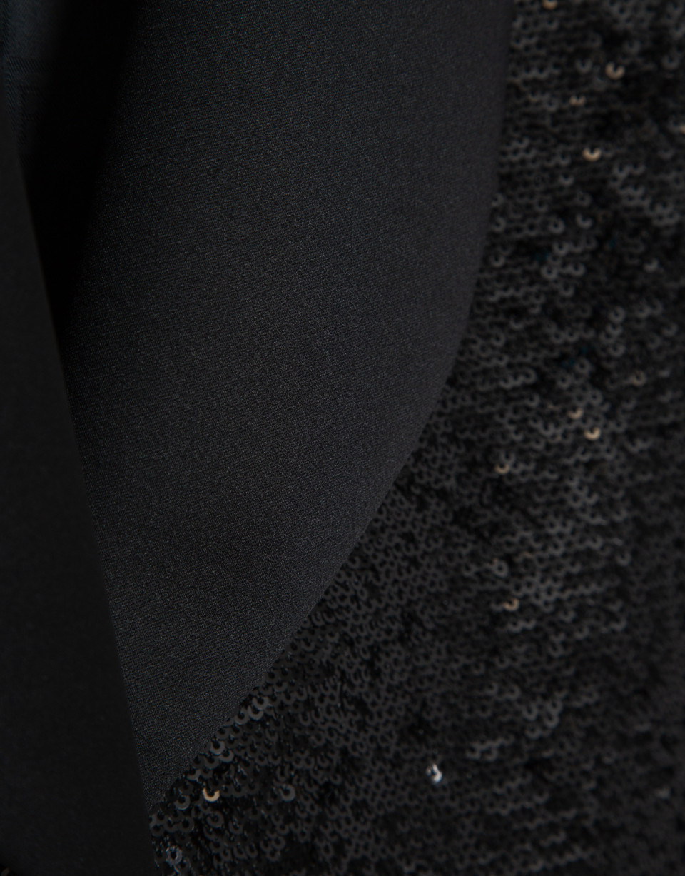 Black tuxedo blazer with flat sequins - Mujer | Roberto Verino